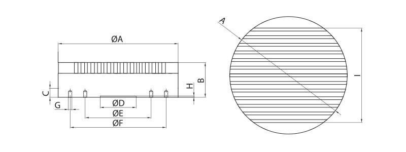 Technical Drawing - Electromagnetic Circular Chuck type ERP