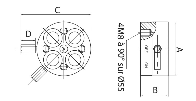 Technical Drawing - Circular Magnetic Block type AP75