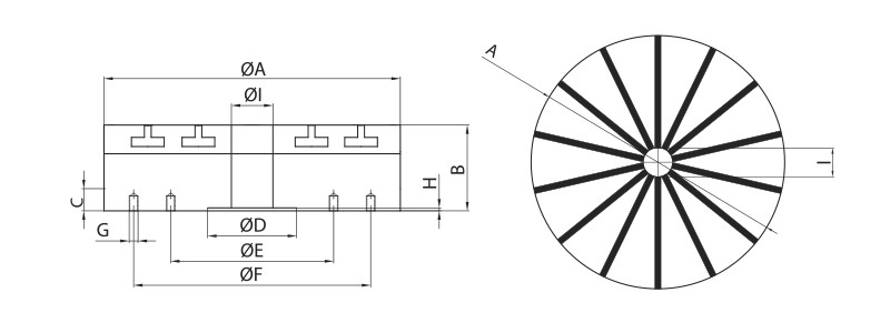 Technical Drawing - Electro-Permanent Circular Chuck type EPERC