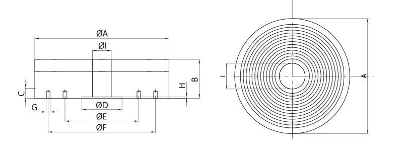 Technical Drawing - Electromagnetic Circular Chuck type BC