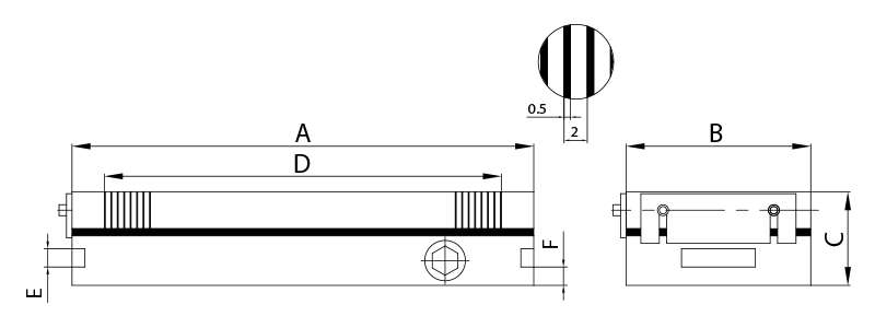 Technical Drawing - Permanent Magnetic Chuck with fine pole pitch type PF2
